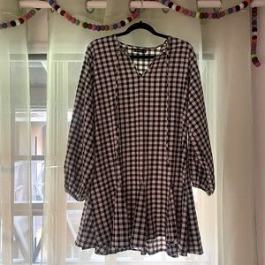 Checkered dress with drop waist